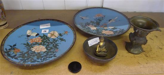 Pair Japanese cloisonne chargers